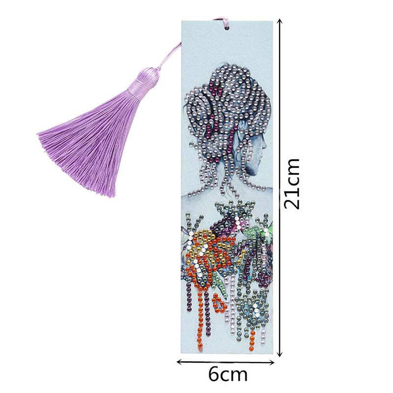 Diamond Painting Bookmark Woman with Flowers - Image 7