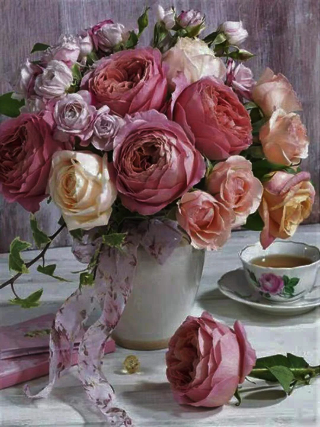 Diamond Painting - Bouquet of Roses 40x50cm canvas already framed