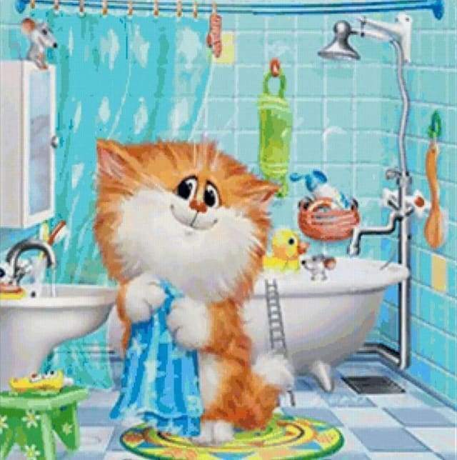 Diamond Painting - Cat in the Bathroom