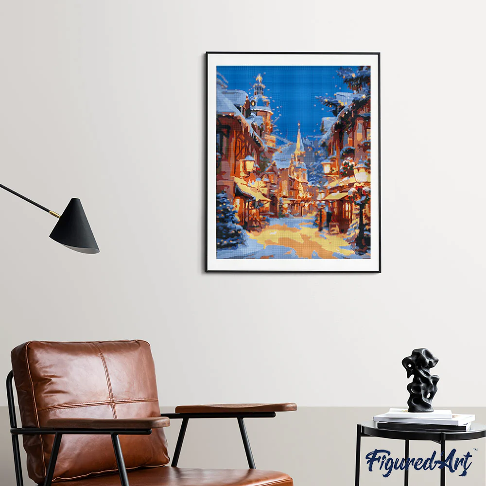 Diamond Painting - Christmas Illuminated Village canvas already framed - Image 2