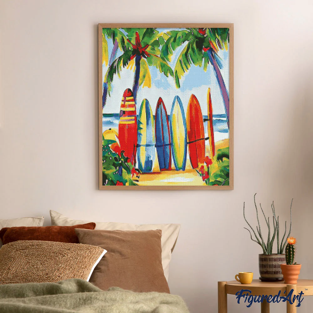 Diamond Painting - Colourful Surfboards 40x50cm canvas already framed - Image 2
