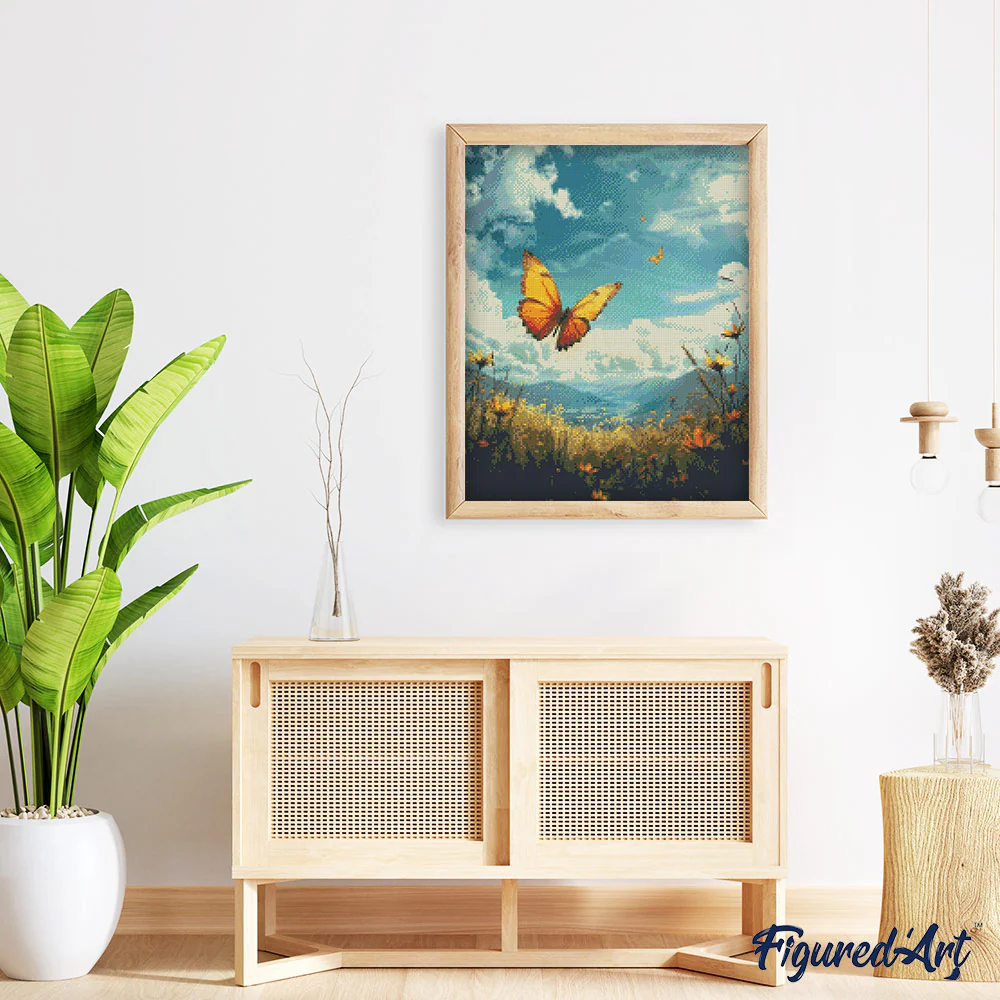 Diamond Painting - Copper Butterfly Under a Blue Sky - Image 2