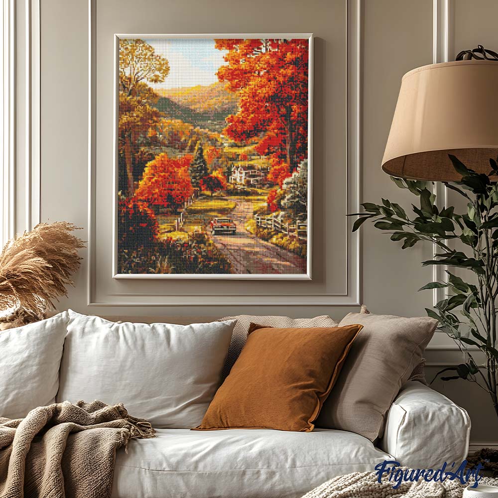 Diamond Painting - Country Road in Autumn - Image 2