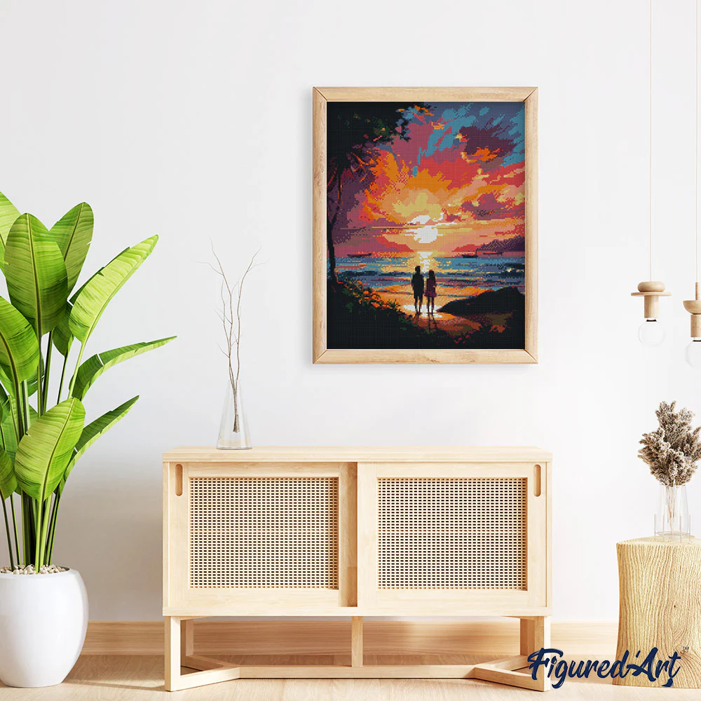 Diamond Painting - Couple and Colourful Sunset - Image 2