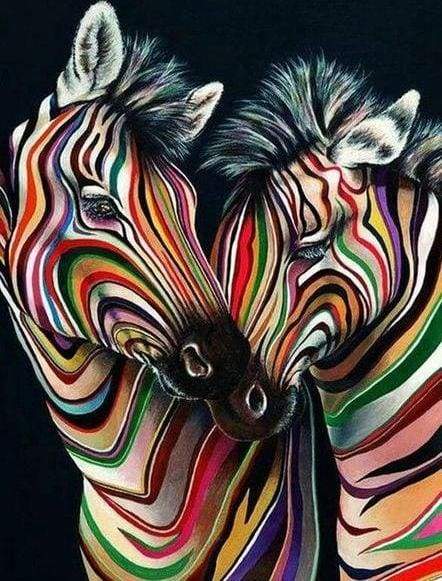 Diamond Painting - Couple of zebras 40x50cm canvas already framed