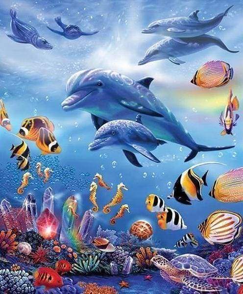 Diamond Painting - Dolphins and sea