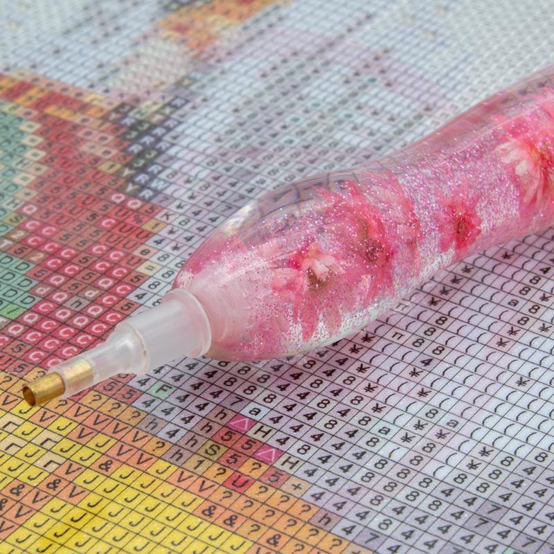 Diamond Painting Ergonomic Premium Pen Pink Flowers - Image 2