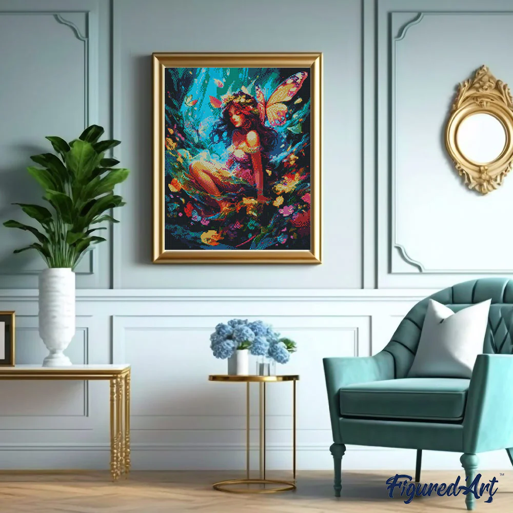 Diamond Painting - Fairy and Butterflies 40x50cm canvas already framed - Image 2
