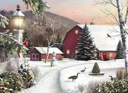 Diamond Painting - Farm in the Snow