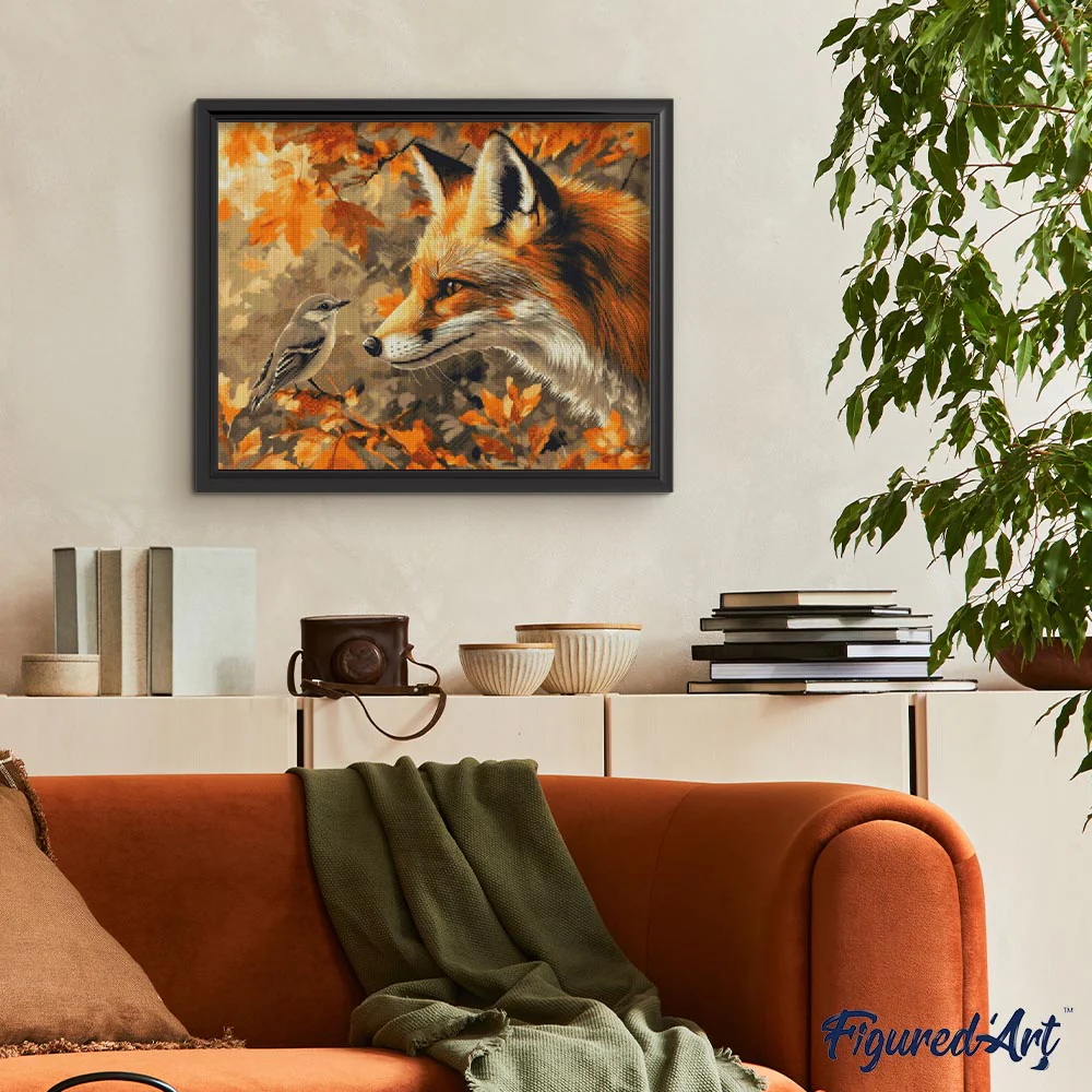 Diamond Painting - Fox and Bird in Autumn - Image 2