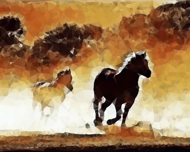 Diamond Painting - Horses in action 40x50cm canvas already framed