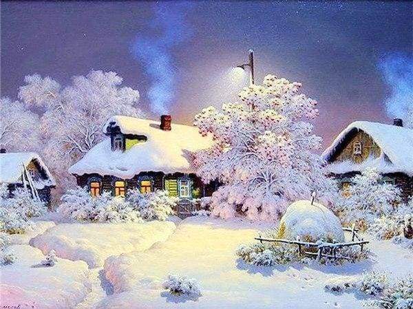 Diamond Painting - Houses in the Snow