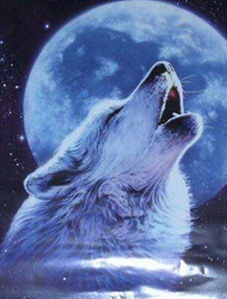 Diamond Painting - Howling Wolf and Full Moon