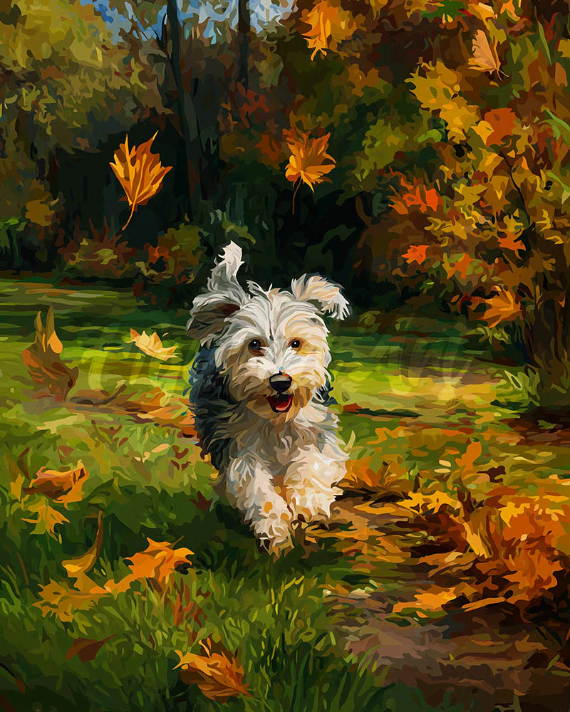 Diamond Painting - Joyful Pup in Autumn