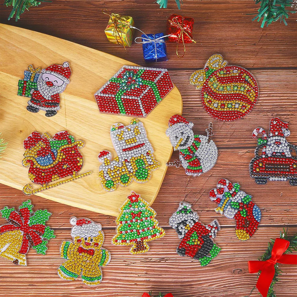 Diamond Painting Keychain Christmas 12 Pieces - Image 3