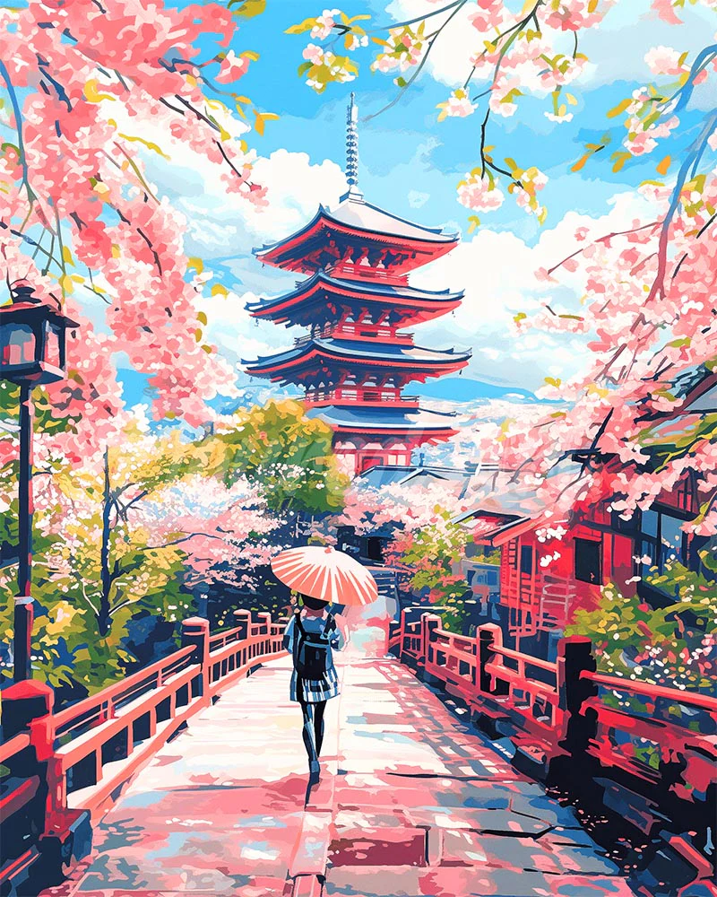 Diamond Painting - Kyoto in Bloom canvas already framed