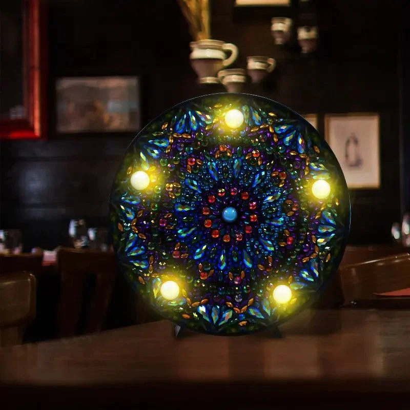 Diamond Painting LED Lamp Mandala Blue - Image 4