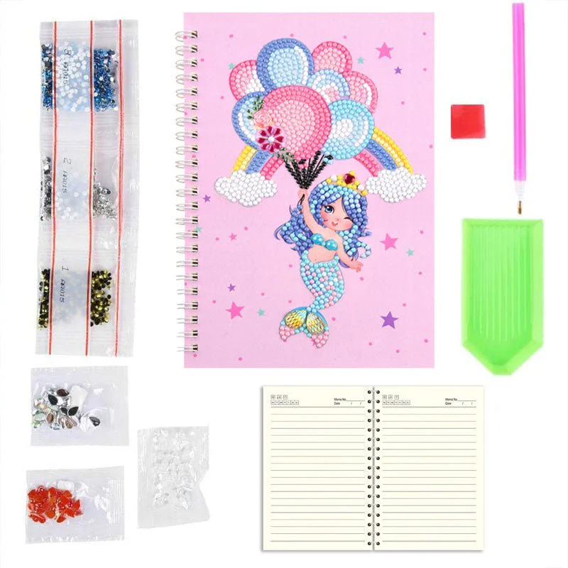 Diamond Painting Notebook Mermaid with Balloons - Image 5