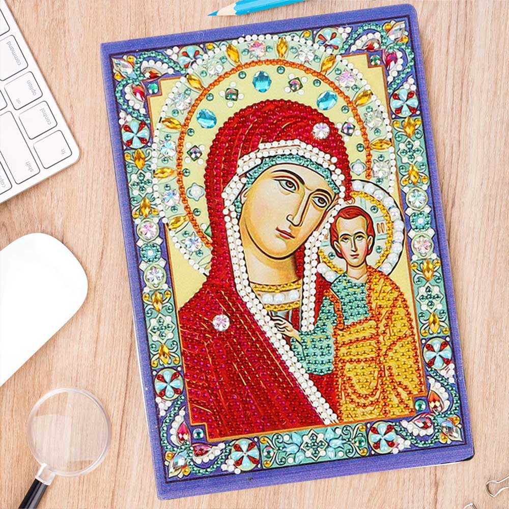 Diamond Painting Notebook Virgin Mary with Jesus - Image 2