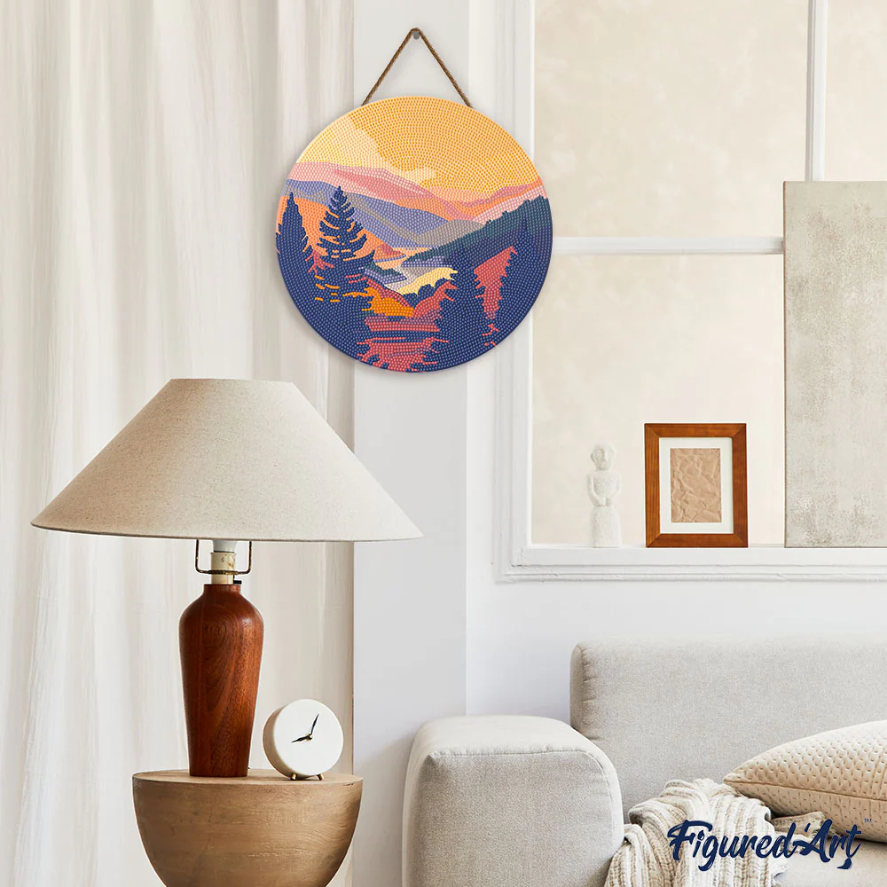Diamond Painting on Wood Slice - Autumn Valley - Image 3