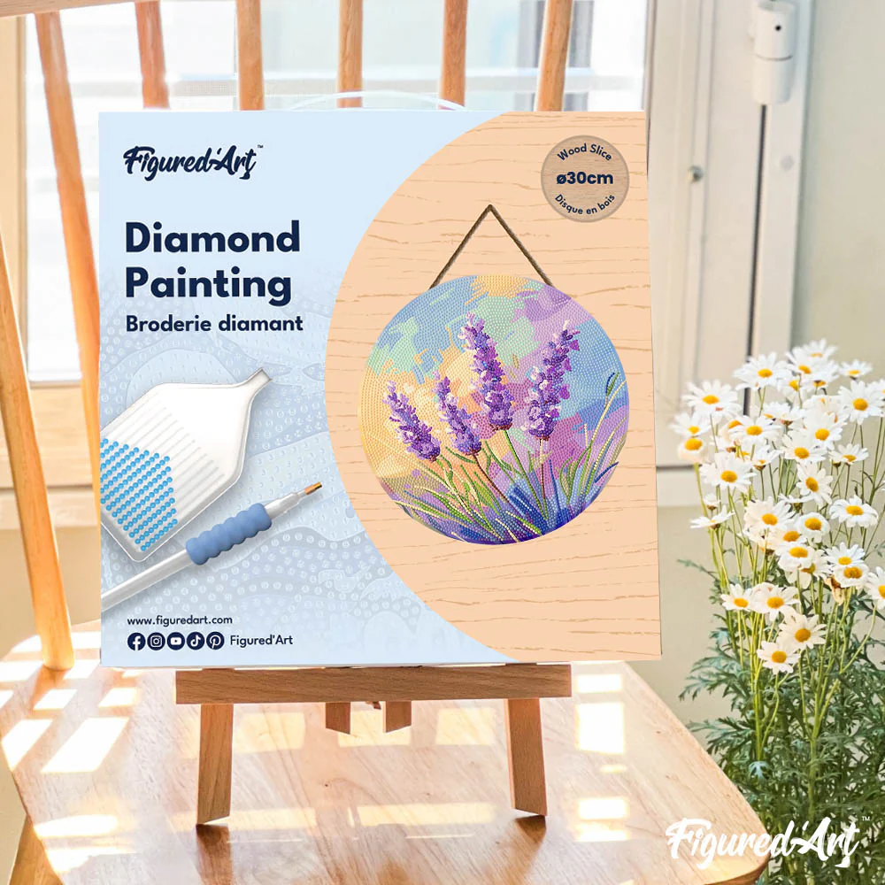 Diamond Painting on Wood Slice - Lavender - Image 4