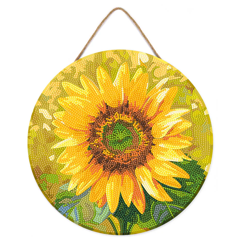 Diamond Painting on Wood Slice - Sunflower - Image 2
