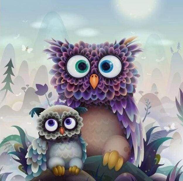 Diamond Painting - Owl and Baby