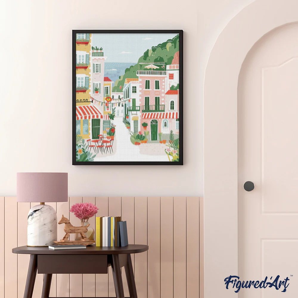Diamond Painting - Pastel Seaside Town - Image 2