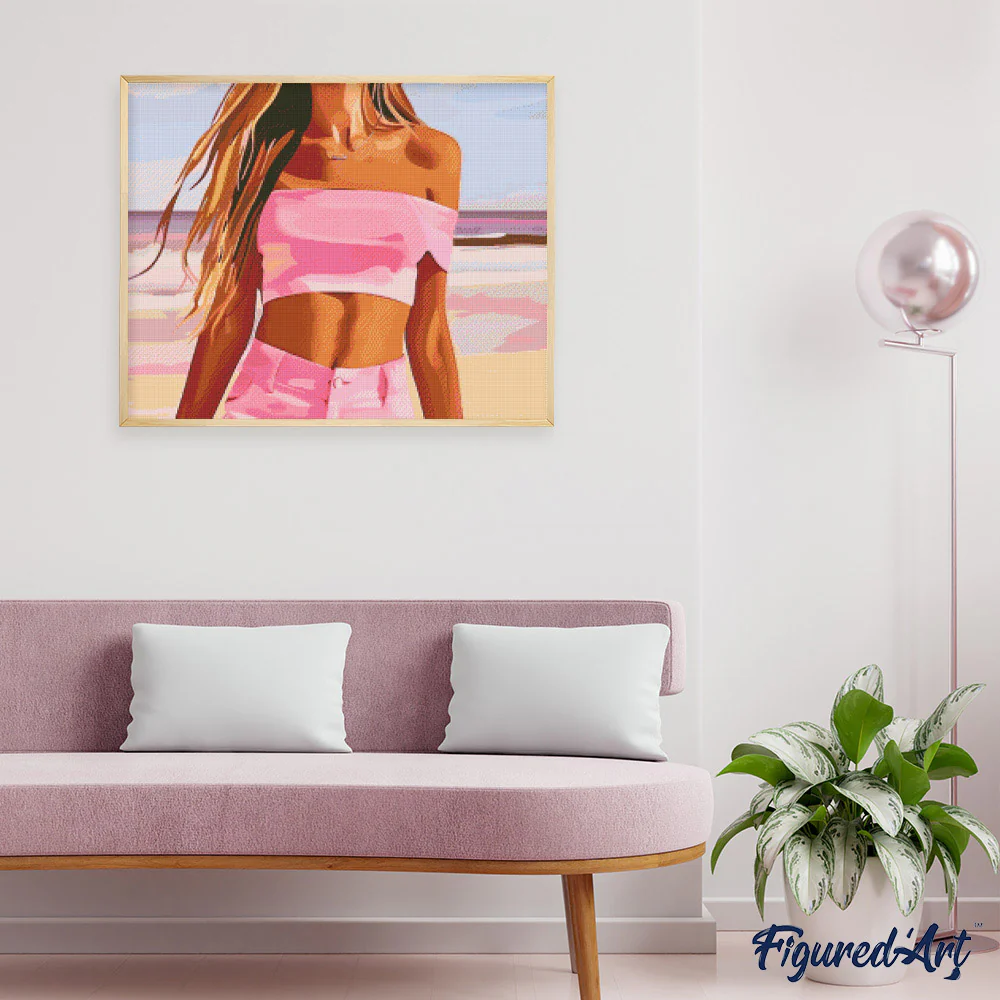 Diamond Painting - Sea, Sand and Style 40x50cm canvas already framed - Image 2