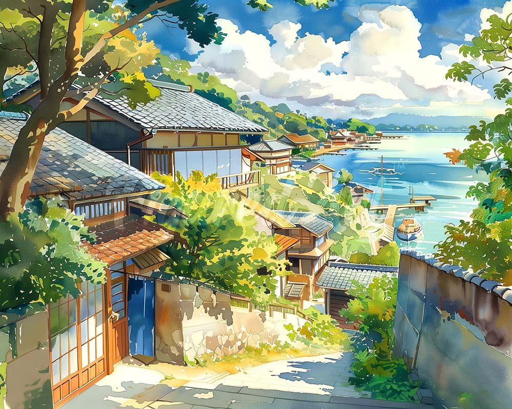 Diamond Painting - Seaside Village in Japan