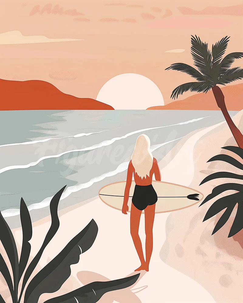 Diamond Painting - Sunset Beach Walk 40x50cm canvas already framed