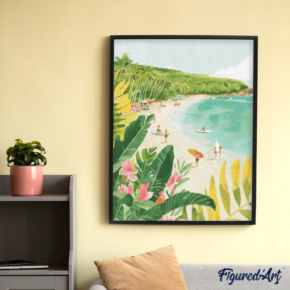 Diamond Painting - Surfing Paradise 40x50cm canvas already framed - Image 2