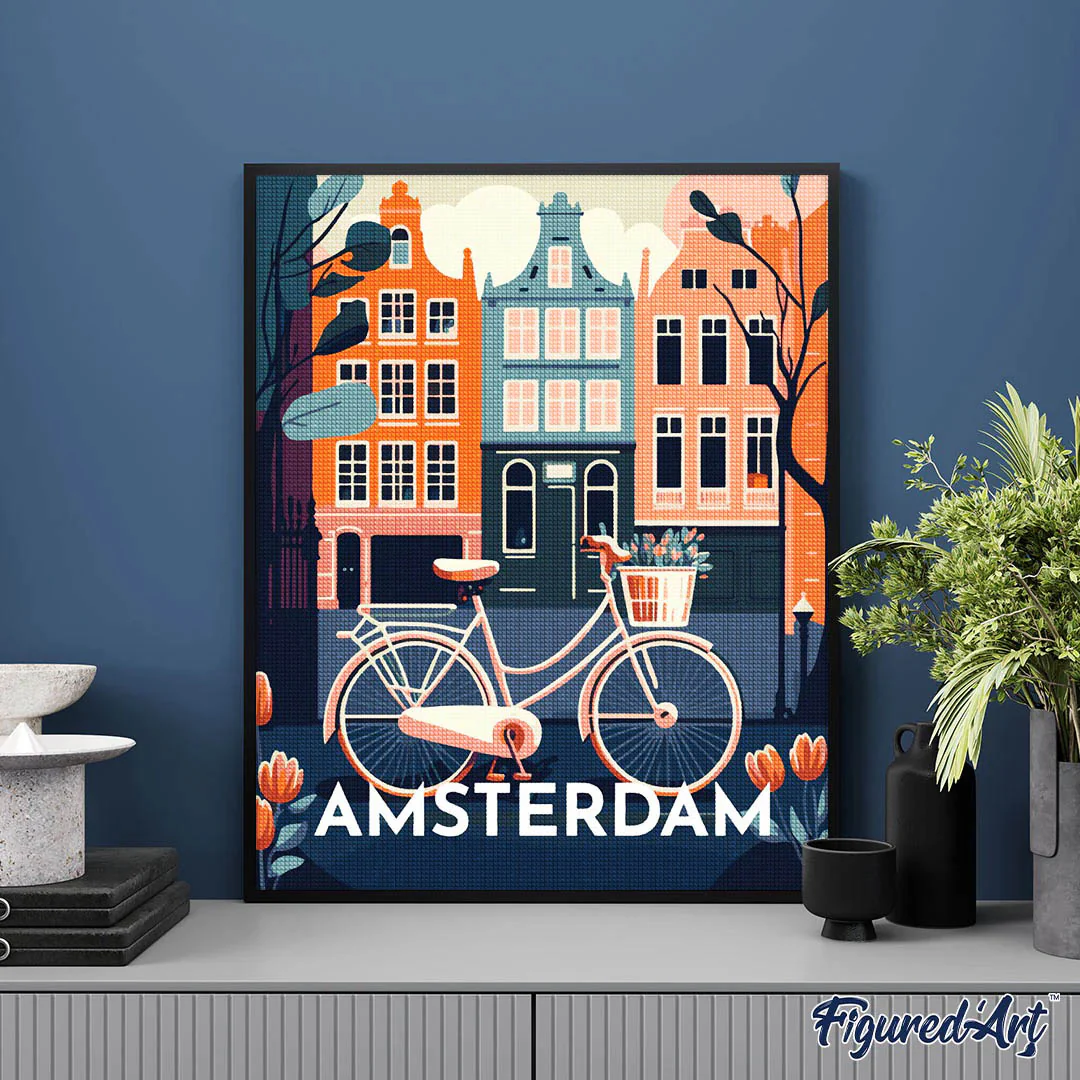 Diamond Painting - Travel Poster Amsterdam canvas already framed - Image 2