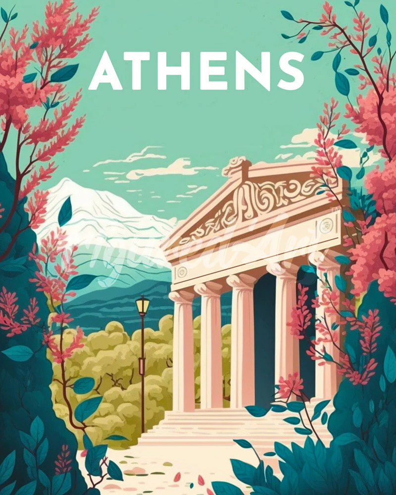 Diamond Painting - Travel Poster Athens canvas already framed
