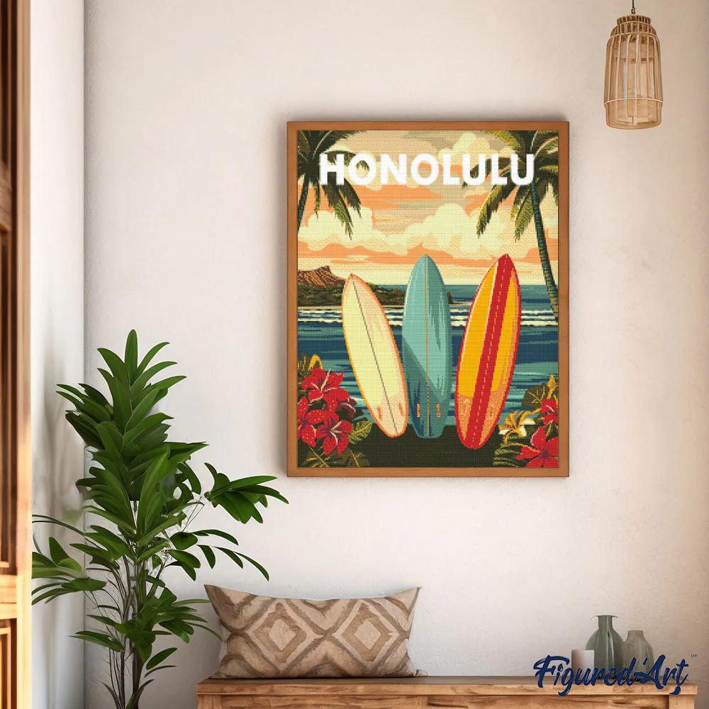 Diamond Painting - Travel Poster Honolulu - Image 2