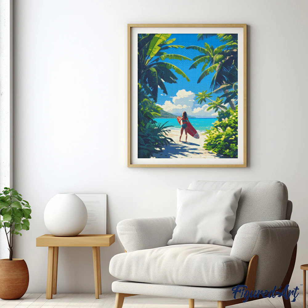 Diamond Painting - Tropical Surfing Paradise 40x50cm canvas already framed - Image 2