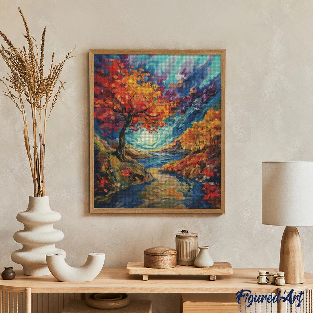 Diamond Painting - Van Gogh-inspired Surreal Autumn canvas already framed - Image 2