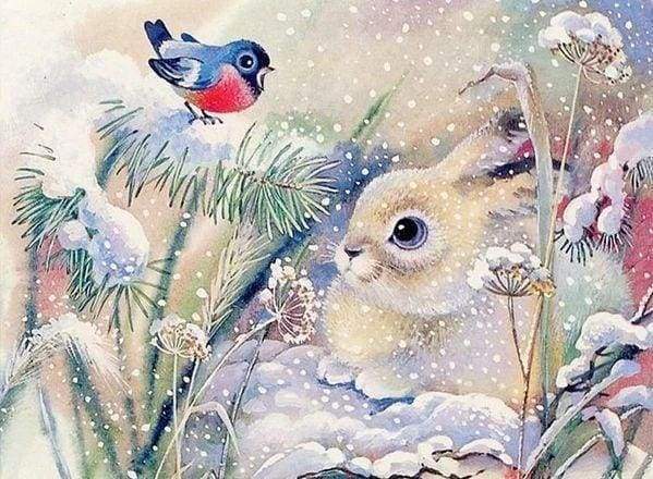 Diamond Painting - White Rabbit in the Snow