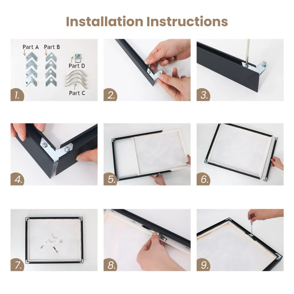 DIY Aluminum Frame - 40×50 cm inner frame Black - Image 7