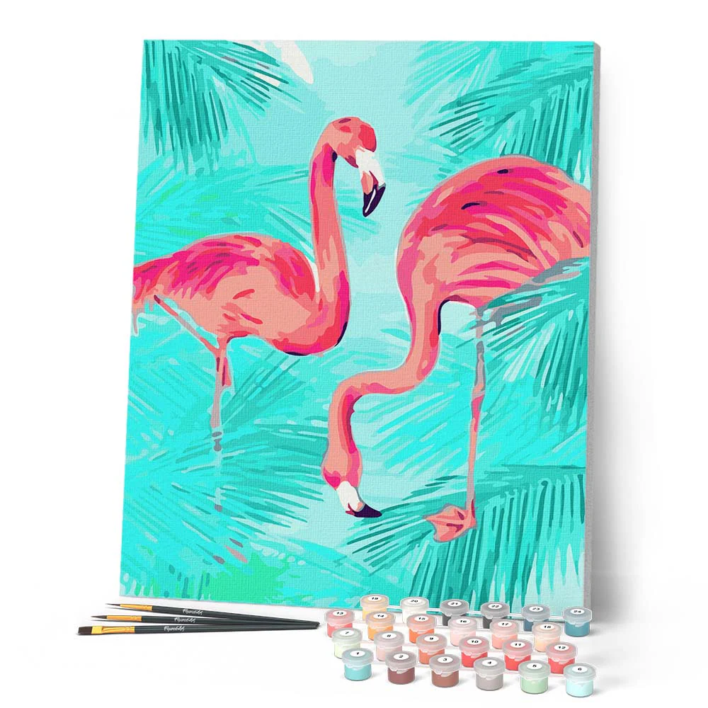 Duo of Pink Flamingos and Foliage - Image 2