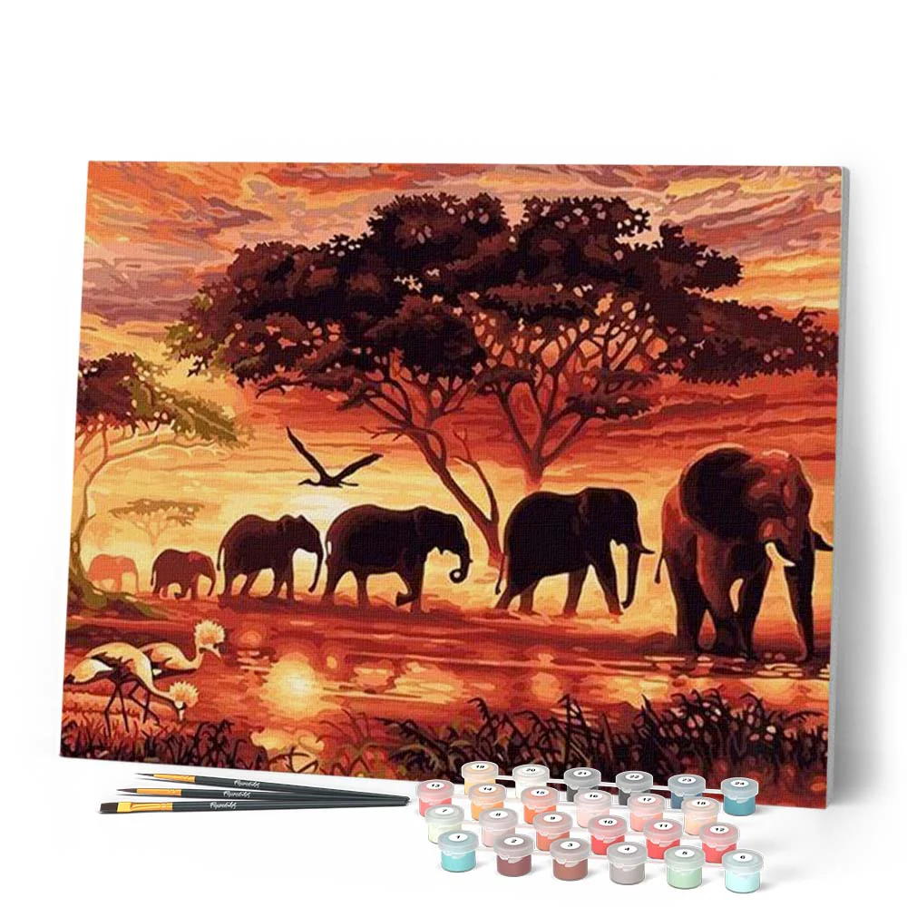 Elephants at Sunset - Image 2