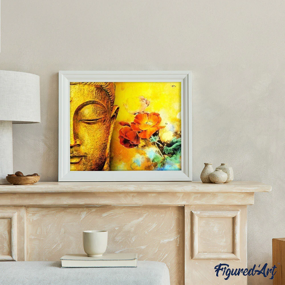 Face of Buddha and Flowers - Image 3