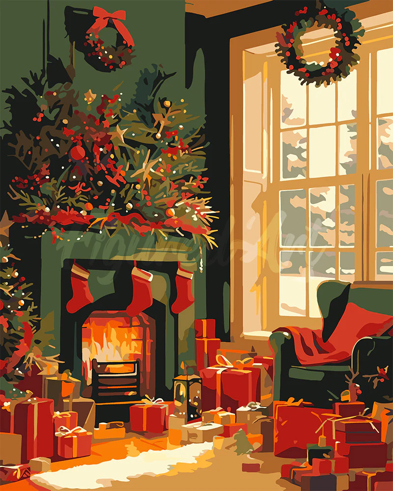 Festive Fireplace Scene