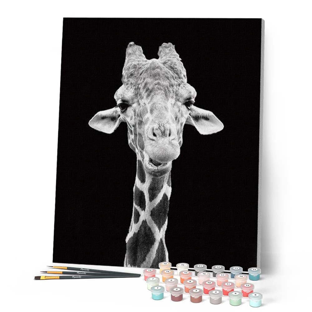 Giraffe Black And White Portrait - Image 2