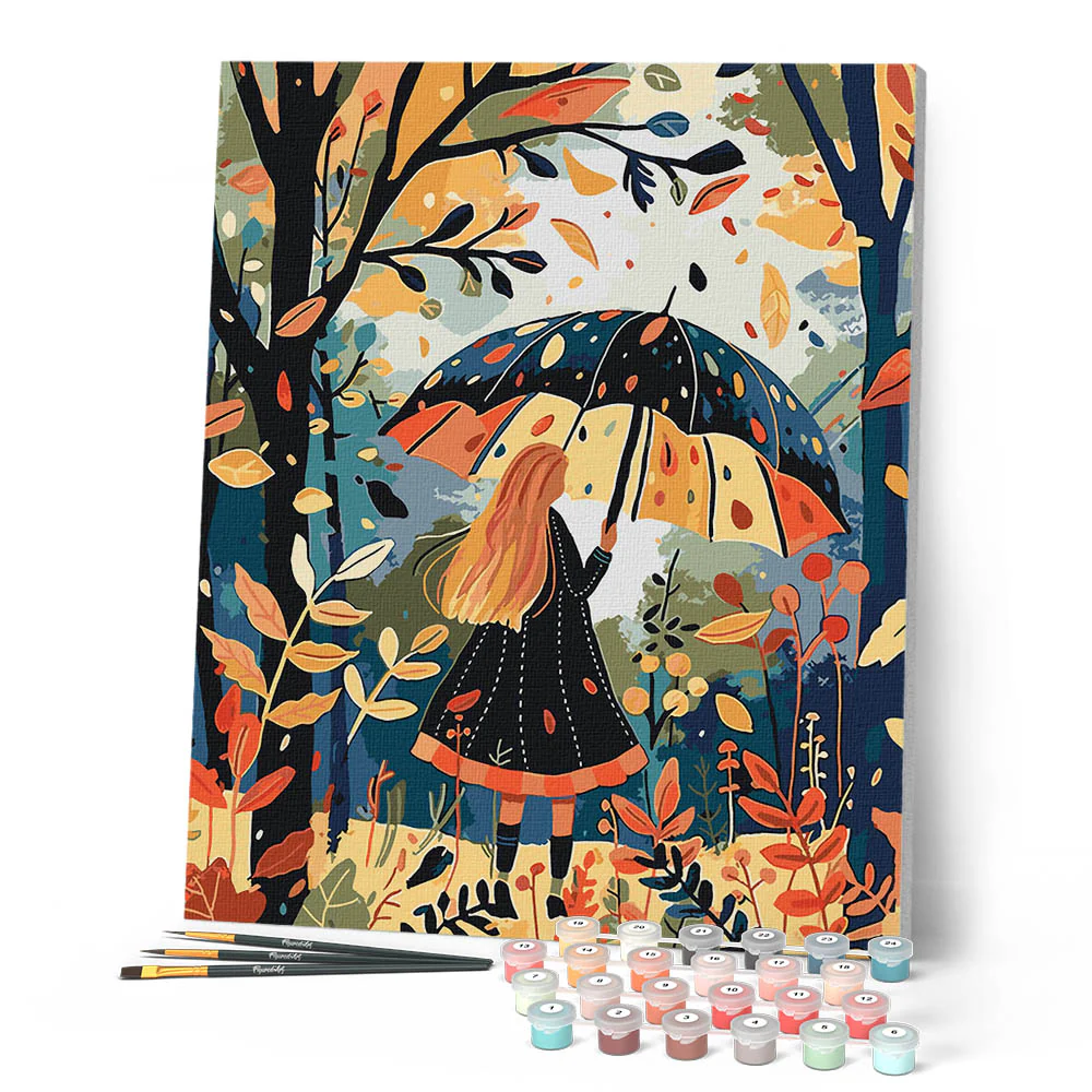Girl with Umbrella in Autumn - Image 2