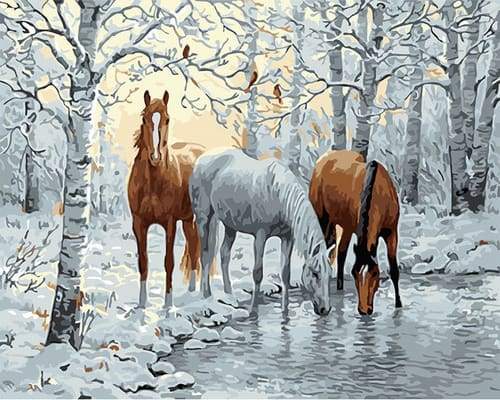 Horses in the White Forest