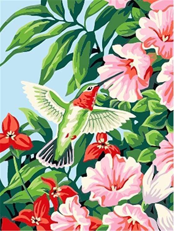 Hummingbird in the Flowers
