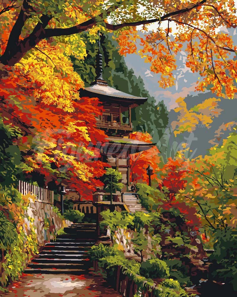 Japanese Pagoda in Autumn
