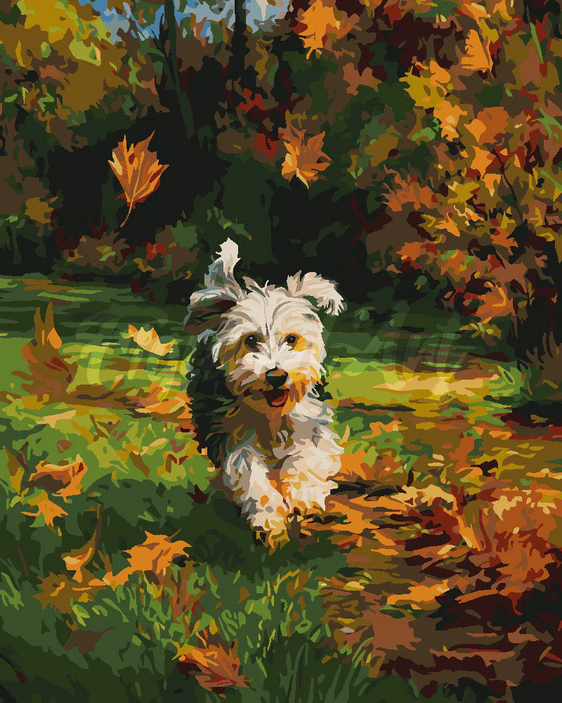Joyful Pup in Autumn