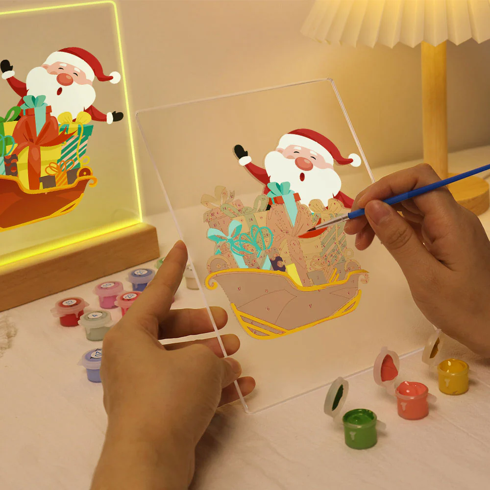 LED Light Display Base Wooden Paint by numbers 15x20cm Santa Claus 01 - Image 6